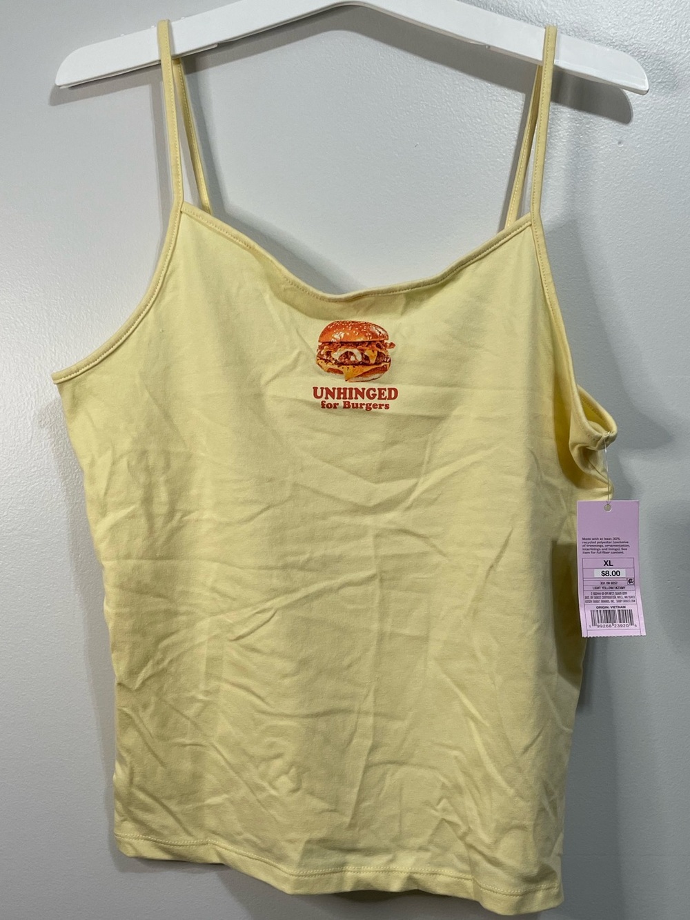 wild fable Pale Yellow Spaghetti-Strap Tank with Burger Graphic - Picture 2 of 4